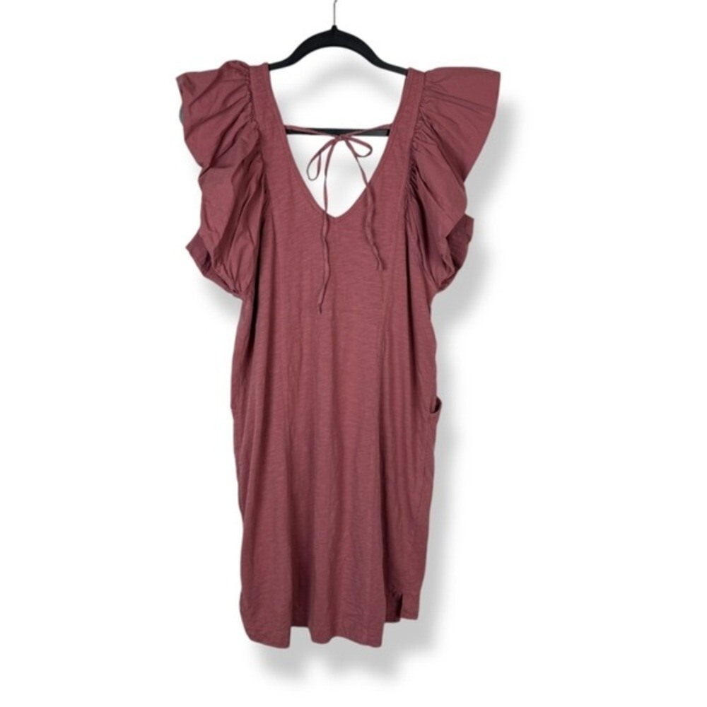 Daily Practice Anthropologie Dress Petite Size XS Womens Pink Ruffle Pockets - Picture 8 of 14